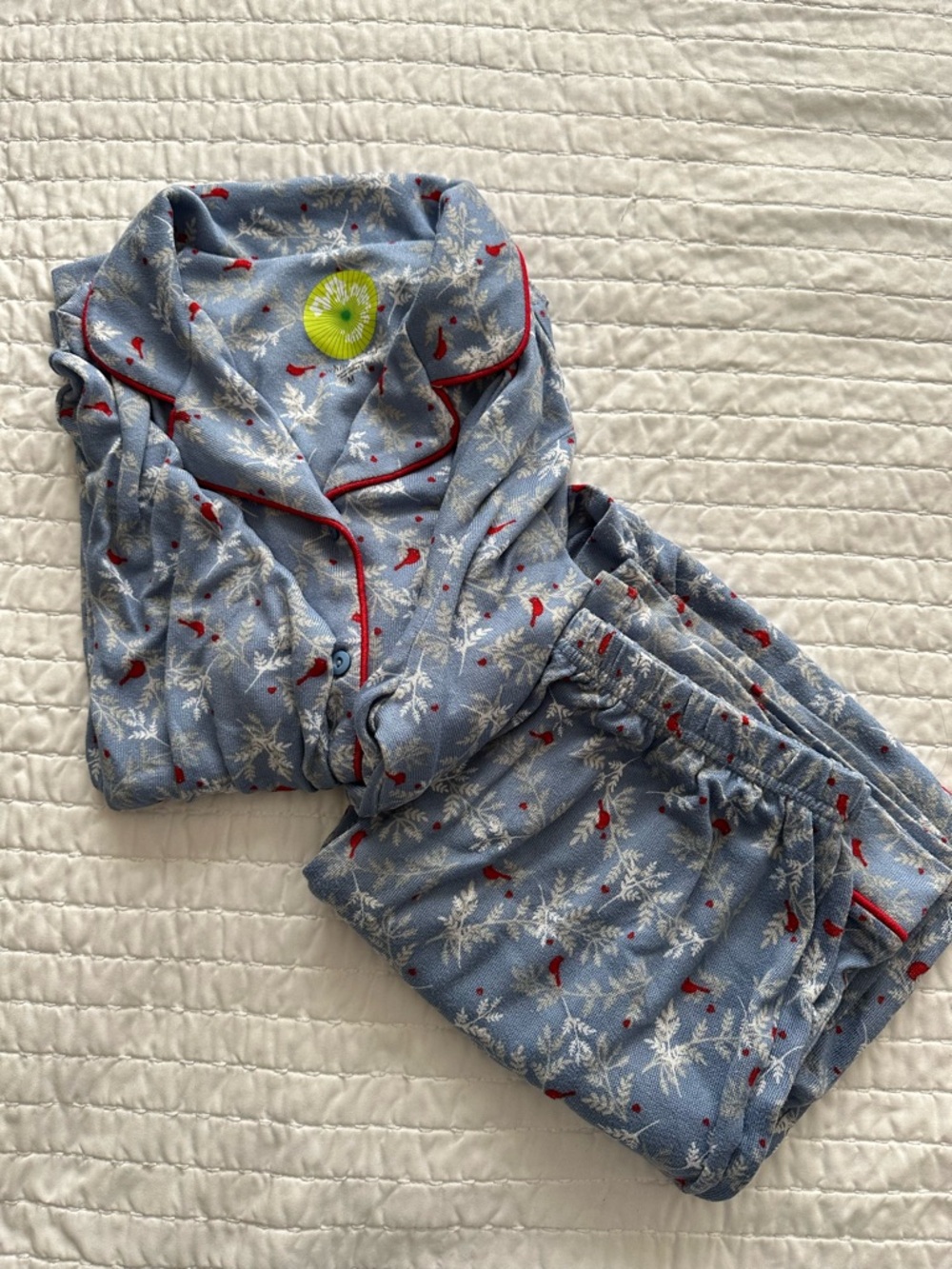 Blue Cardinal Print Pajama Set